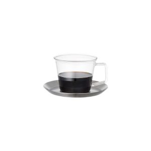 KINTO CAST coffee cup & saucer stainless steel, 220 ml.
