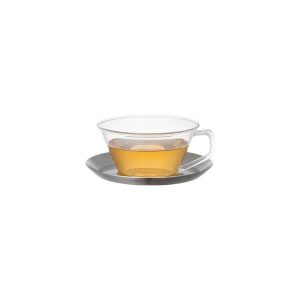 KINTO CAST tea cup & saucer stainless steel, 220 ml.